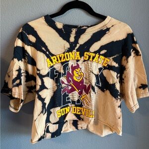 Fork Em ASU Sun Devils Acid Washed Cropped Shirt